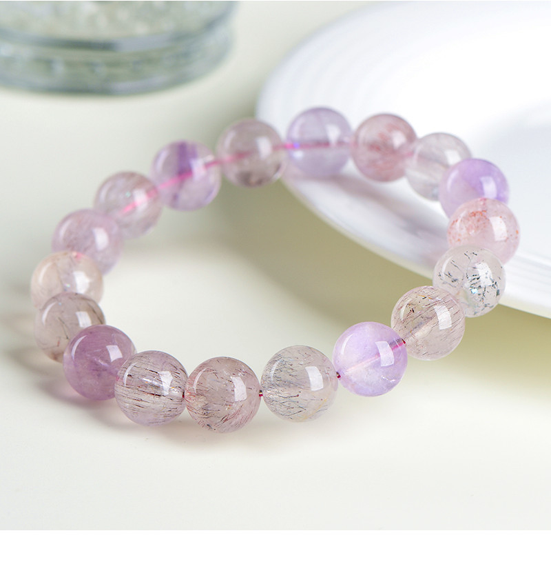 Jiuya Crystal Natural 7A Grade Ice Type Super Seven Round Bead Bracelet, Purple Titanium Crystal Aurora Scattered Bead Bracelet Factory Direct Sales pic 33