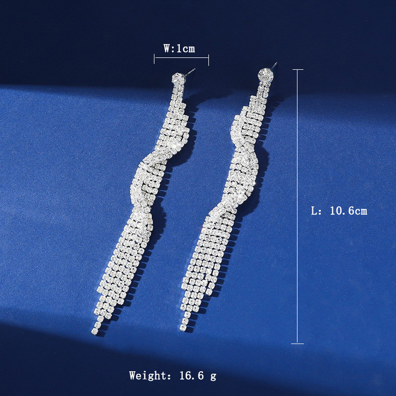 欧美夸张长耳环韩版气质满钻耳环水钻流苏夜店耳饰礼服宴会耳饰品详情18