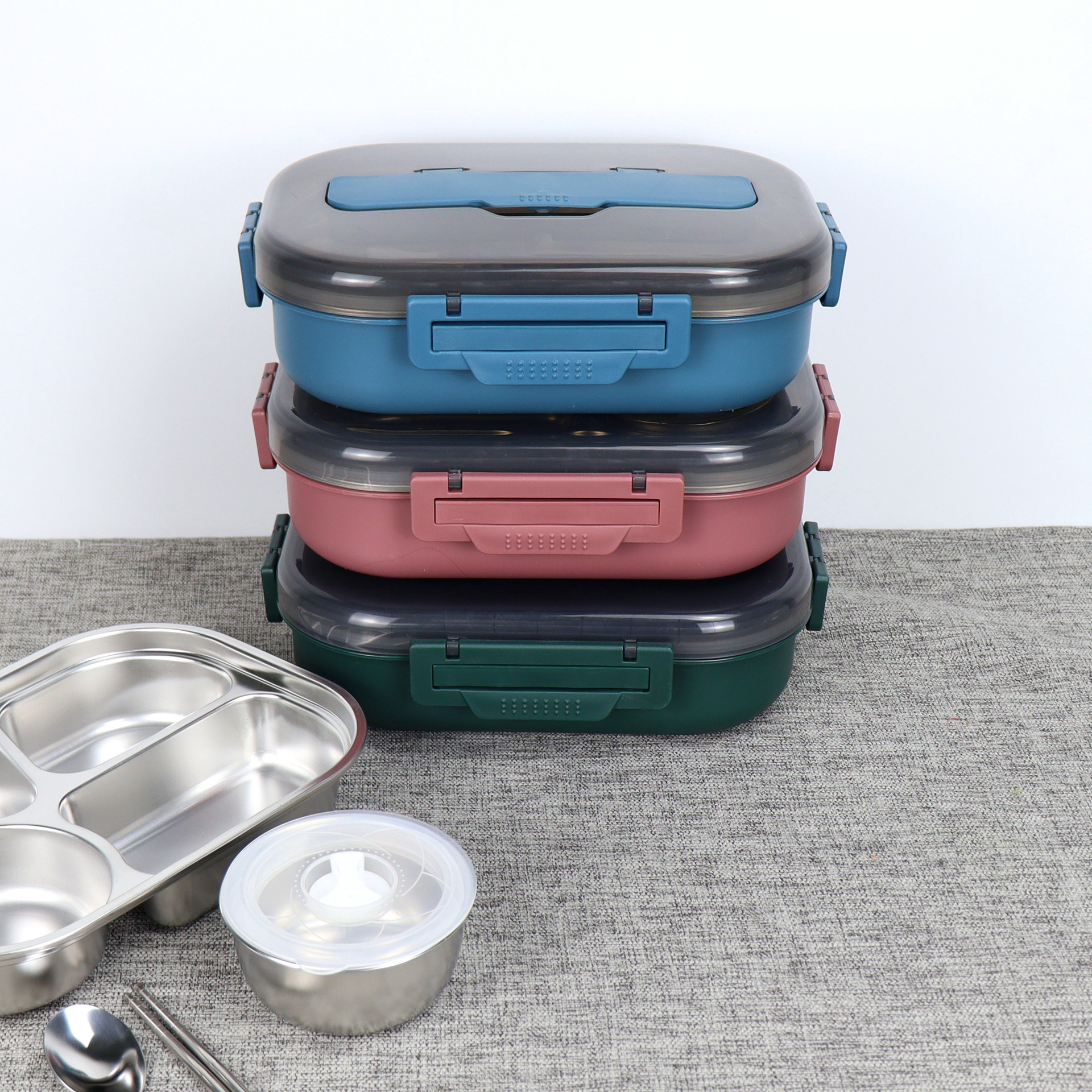 Stainless steel insulated lunch box, student sealed preservation box, lunch bucket, bento box, gift carrying lunch box, double-layer lunch box pic 4