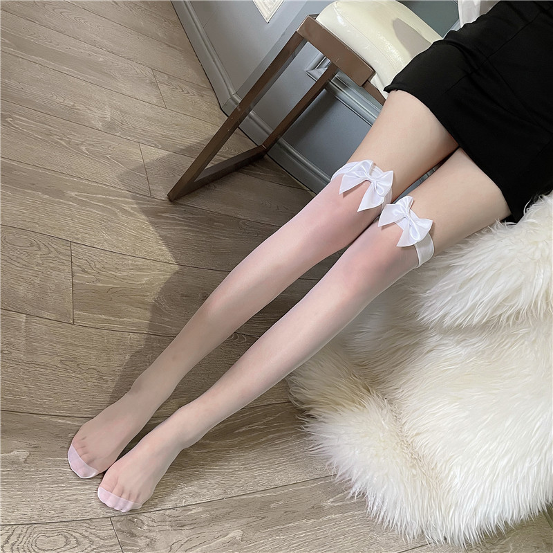 New Korean-style sexy Japanese-style bow freely cut stockings, thin black thigh-high socks for girls pic 6