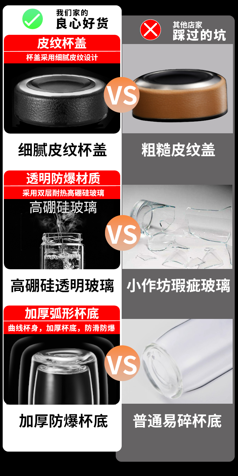 Thickened double-layer glass cups, large-capacity tea-water separation cups, business tea brewing cups, car-mounted goose egg cups, gift printed words pic 4