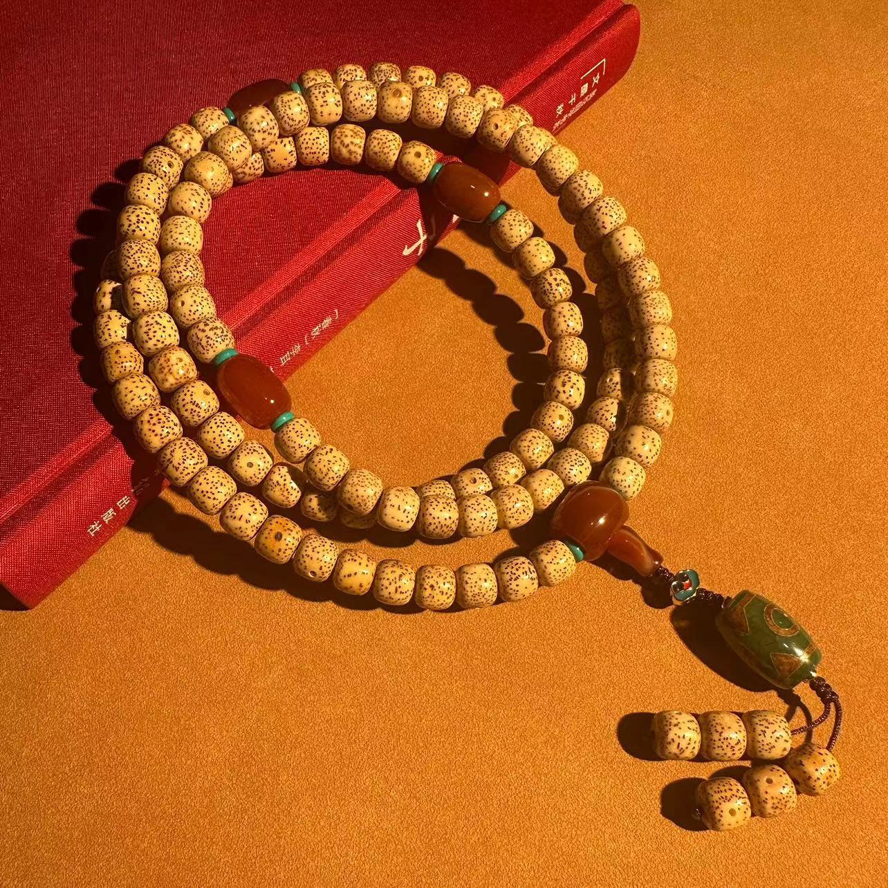 原生态星月菩提佛珠手串 星月菩提108颗佛珠海南黄金籽菩提念珠多圈手串玛瑙天珠文玩批发详情27