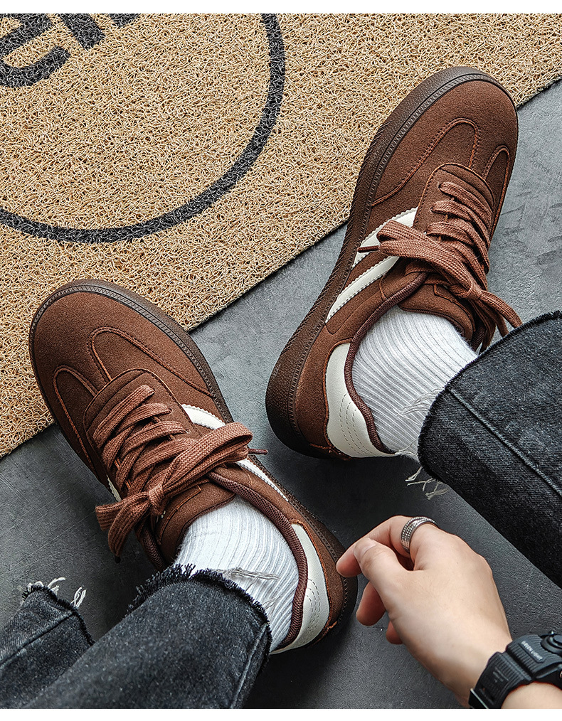 男士德训鞋2024秋季新款美式复古男鞋黑色阿甘休闲鞋百搭板鞋批发详情17