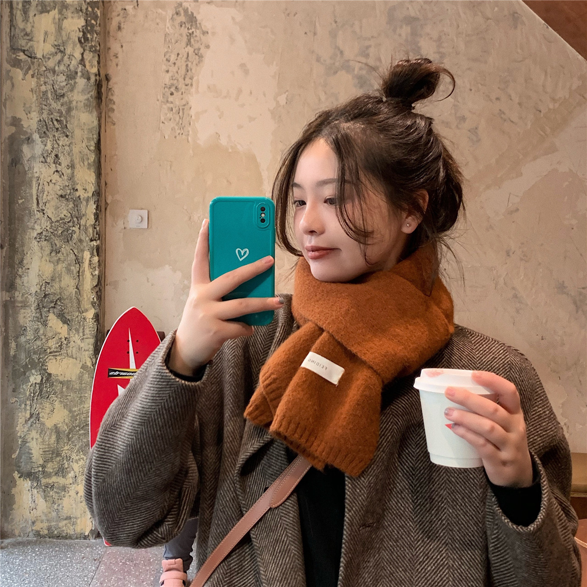 韩版ins保暖纯色围巾女秋冬季百搭时尚学生针织小围脖男新款毛线详情10