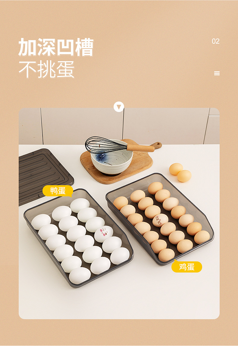 厨房桌面鸡蛋盒塑料可多层叠加滚动鸡蛋收纳盒食品级冰箱收纳盒详情5