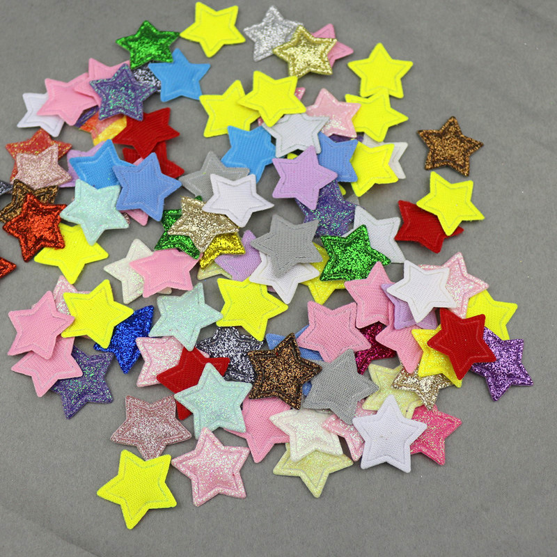 2.5cm闪粉星星压花 DIY发饰头饰服装布艺辅料配件 饰品材料五角星详情5