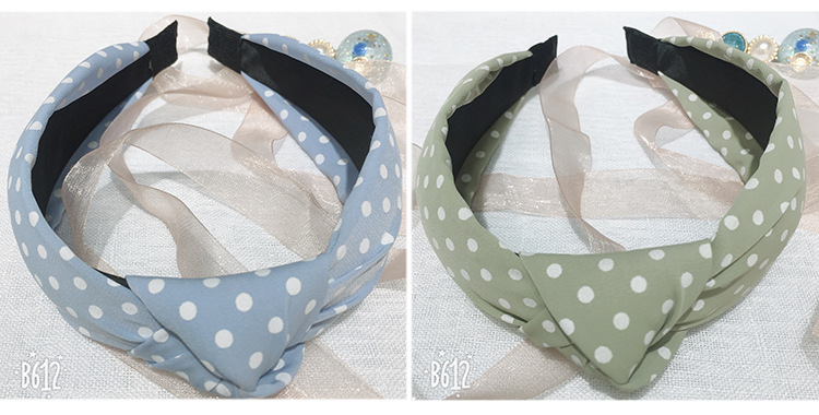 Factory cross-border direct supply of knotted small polka dot hair bands, fashionable and simple headwear, Korean-style girl wide-edge headbands and hair bands pic 12
