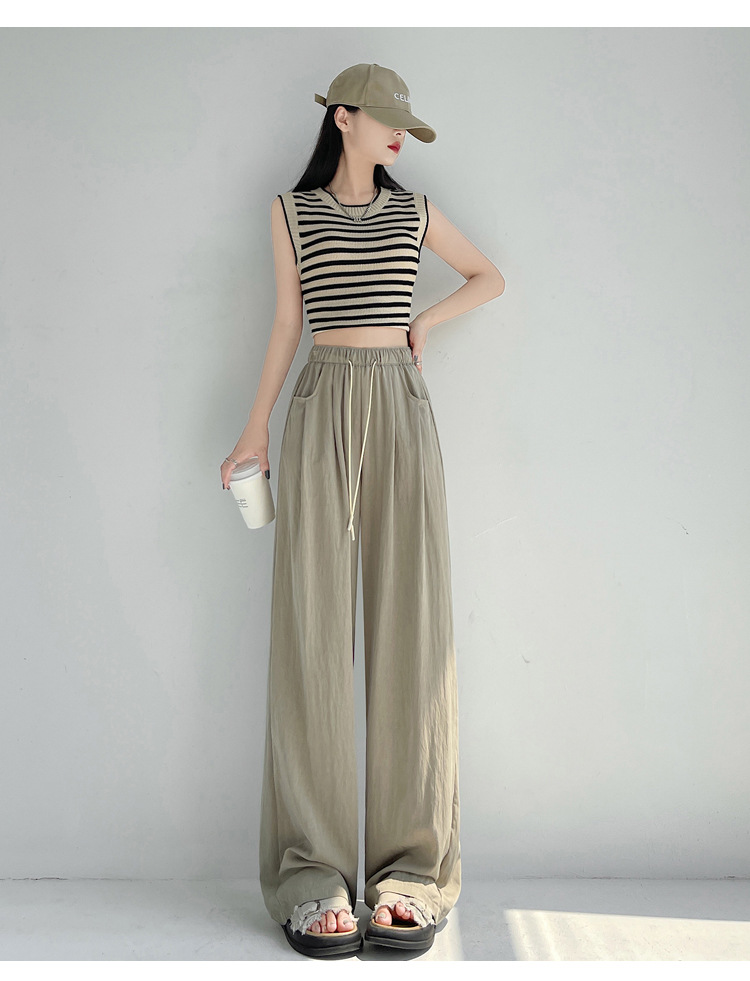 冰丝山本休闲裤女2024夏季新款高腰宽松直筒防晒垂感日系阔腿裤潮详情56