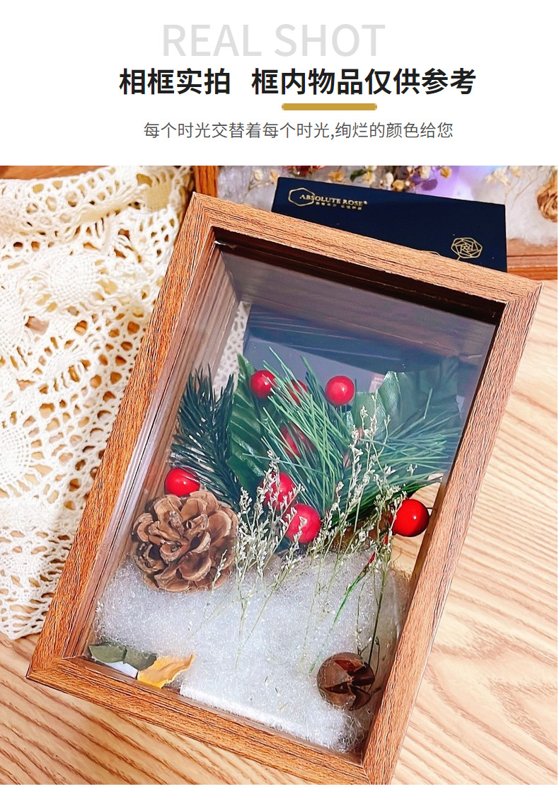 Wholesale of Nordic dried flower photo frames, handmade diy wooden hollow three-dimensional double-sided transparent acrylic long strip display pieces pic 11