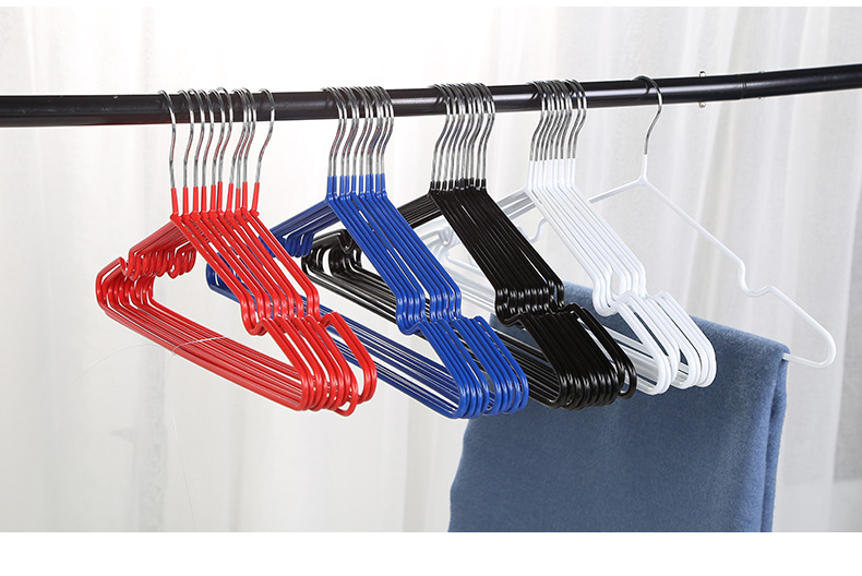 0858 Wholesale thickened metal wire plastic-coated clothes hanger, creative home groove anti-slip multi-functional clothes drying rack pic 6