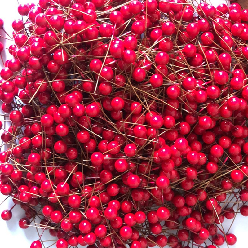 【10mm Simulated single-head Fruit 】100 red foamed berry cherry pearl fruit Christmas products manufacturer pic 5