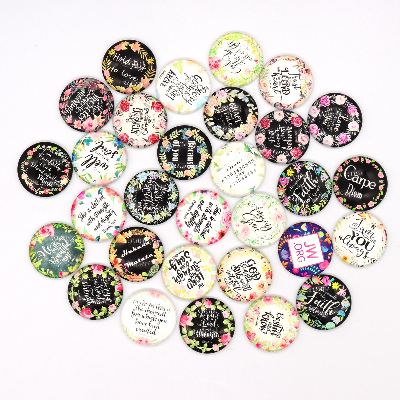 时光宝石水晶玻璃花环励志系列亚马逊diy饰品配件英文图案徽章详情5