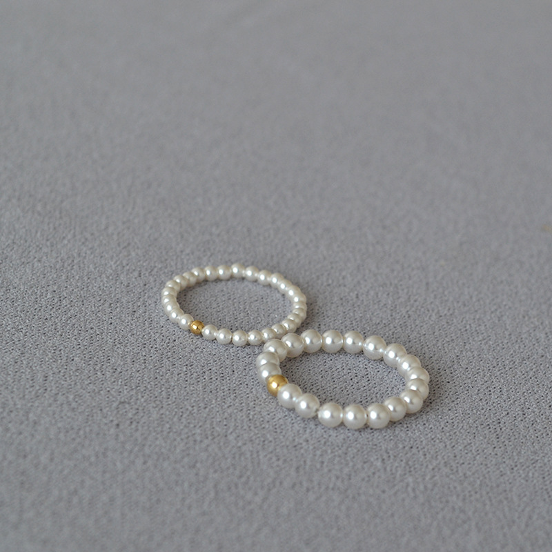 A 14K gold-encrusted small gold bead from the United States, a delicate and simple handcrafted finger ring imitating the small pearls of the Shi family pic 2