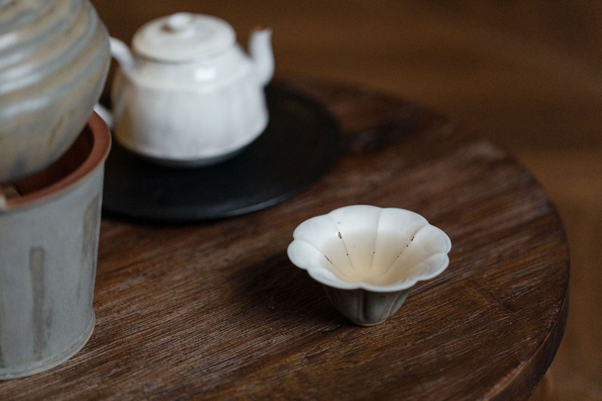 梵汝 日式郎红手工粉引落栀花边口品茗杯功夫茶具个人茶杯闻香杯详情10