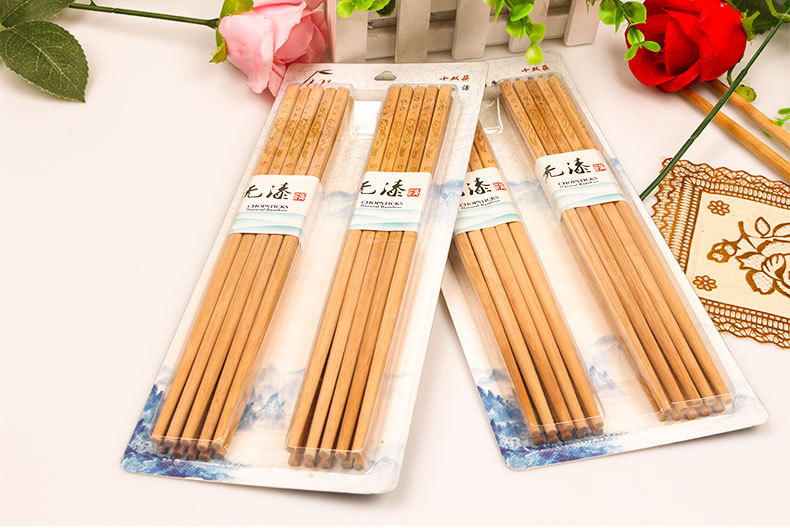 Wholesale of unpainted and waxed household chopsticks, unjointed original bamboo chopsticks, vacuum-formed box tableware and gifts, carbonized bamboo chopsticks pic 33