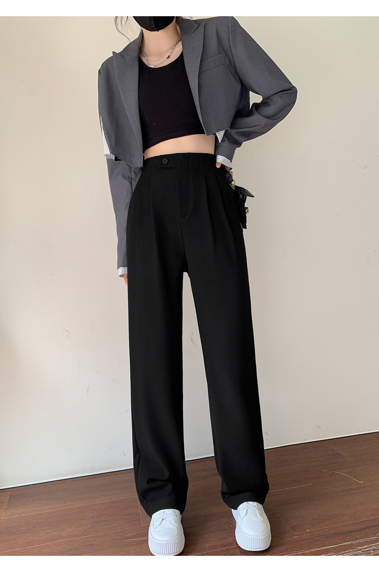 现货厂家批发 西装裤女2024新款高腰垂感阔腿裤宽松显瘦窄版 长裤详情20