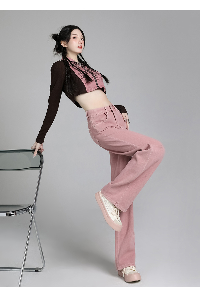 白色牛仔裤女2024年春夏高腰显瘦窄版直筒阔腿裤垂感宽松女拖地裤详情32