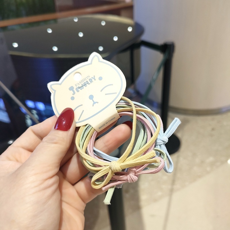 6-piece Korean simple bow basic hair band, colorful Korean version knot hair tie, candy-colored rubber band set for women pic 5