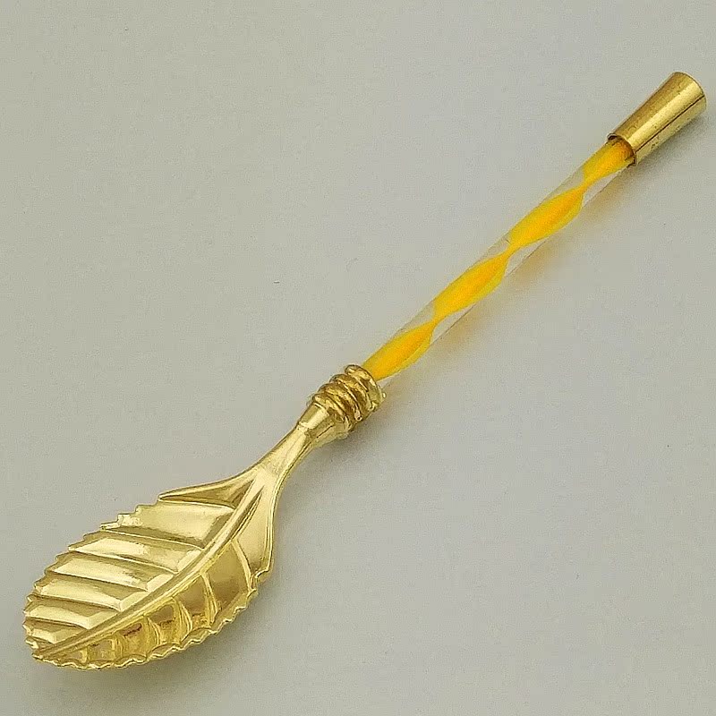 Creative tableware, retro crystal handle, leaf-shaped coffee spoon, premium spoon, small blender, bronze spoon JY46 pic 31