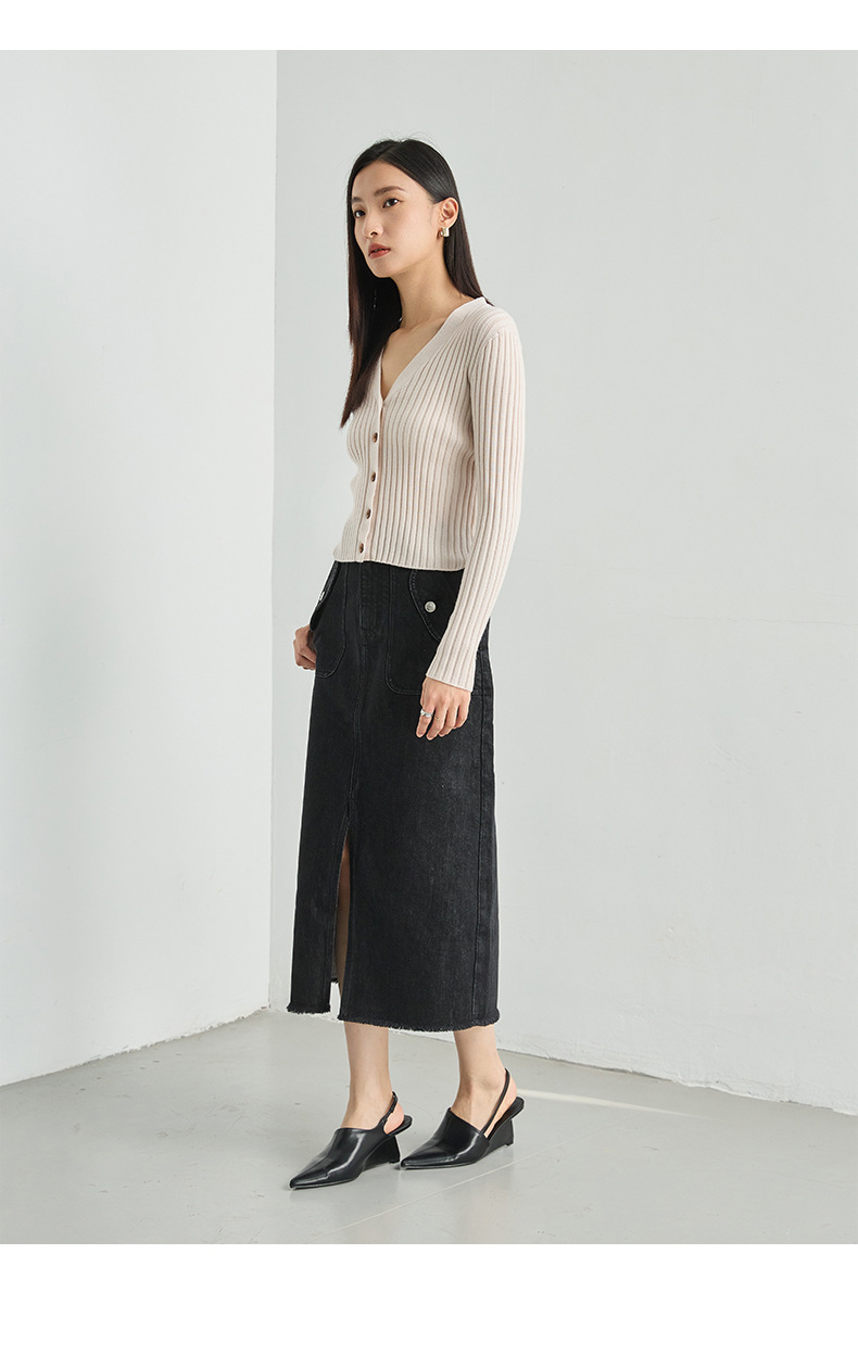 2024 Early Spring new collection: 15-stitch seamless texture all-wool knitted sweater, slim V-neck, soft and smooth, zero pressure thin cardigan pic 21