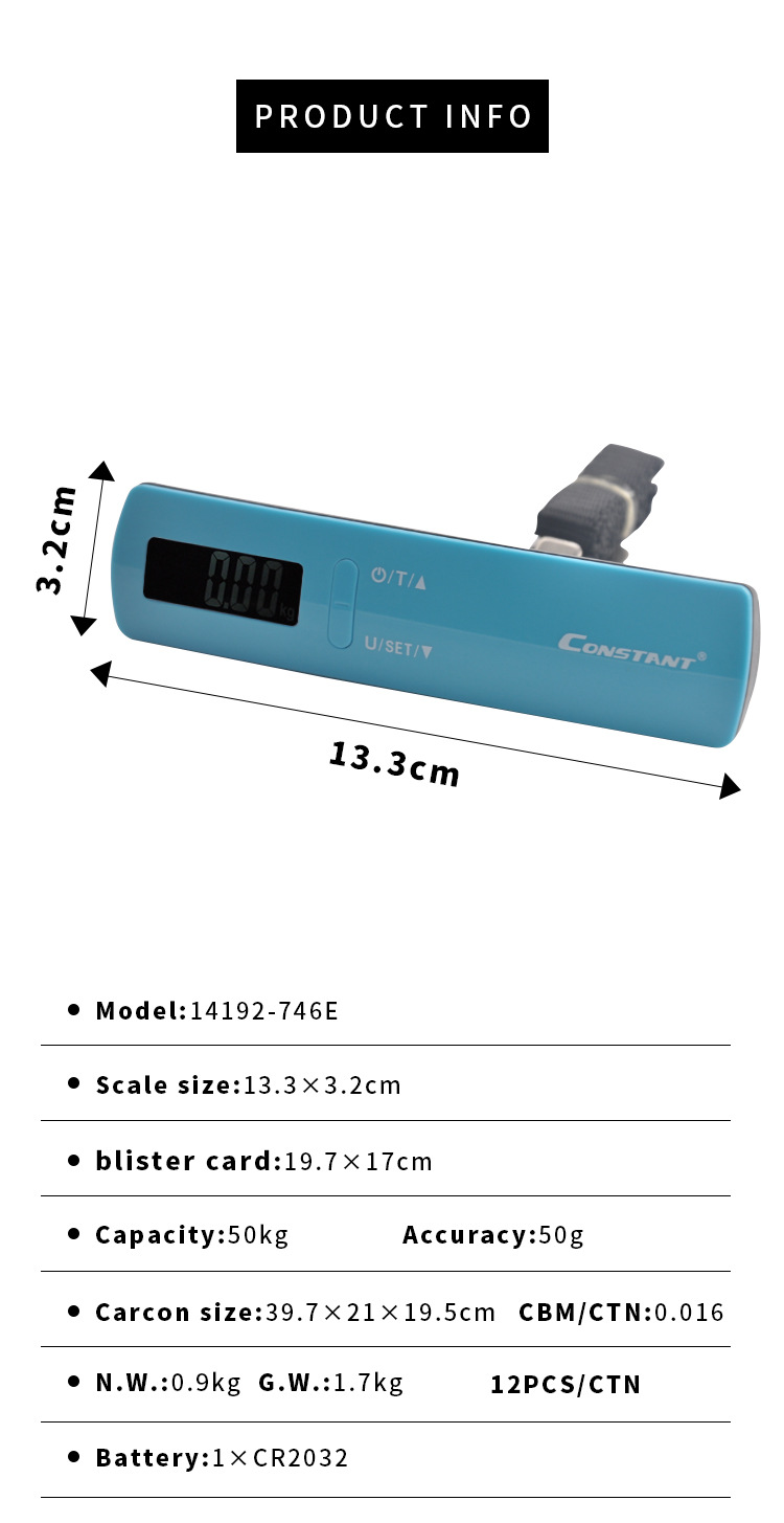 [Constant-746E]厂家直销电子行李秤便携式电子秤小型家用手提秤跨境  外贸电子称详情1