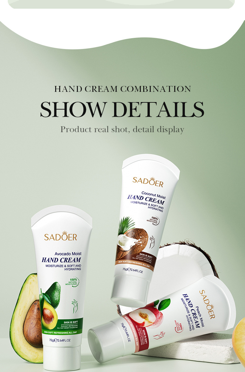 All-english fruit Hand Cream 75g SADOER Avocado Moisturizing Coconut Moisturizing Cross-border Foreign Trade pic 21