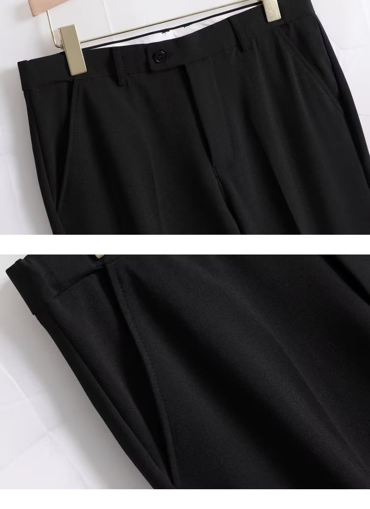 小西裤男坠感修身直筒休闲裤男生婚庆商务秋季高档男装白色九分裤详情33