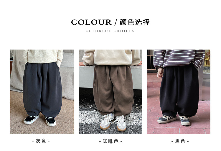 麦可希童装儿童裤子加绒2023秋冬新款韩版男童保暖加厚休闲裤冬装详情3