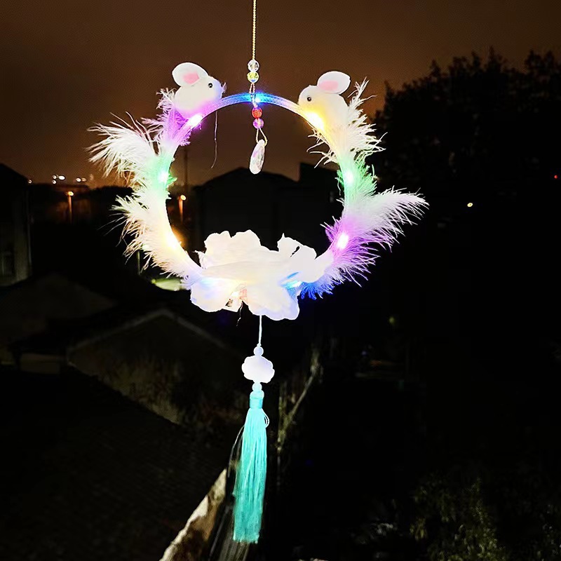 春节闪光花灯兔子玉兔炫彩元旦发光手提灯笼夜市摆摊儿童手工灯笼手提兔子宫灯详情6