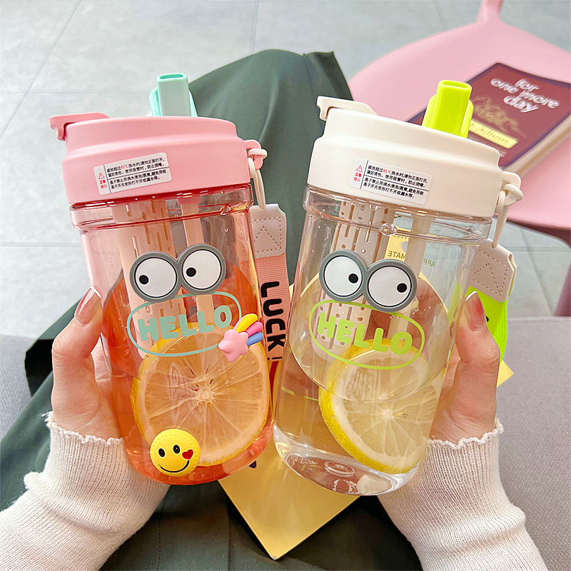 韩式高颜值学生水杯耐高温吸管咖啡杯花茶杯大容量便携塑料杯杯子详情8
