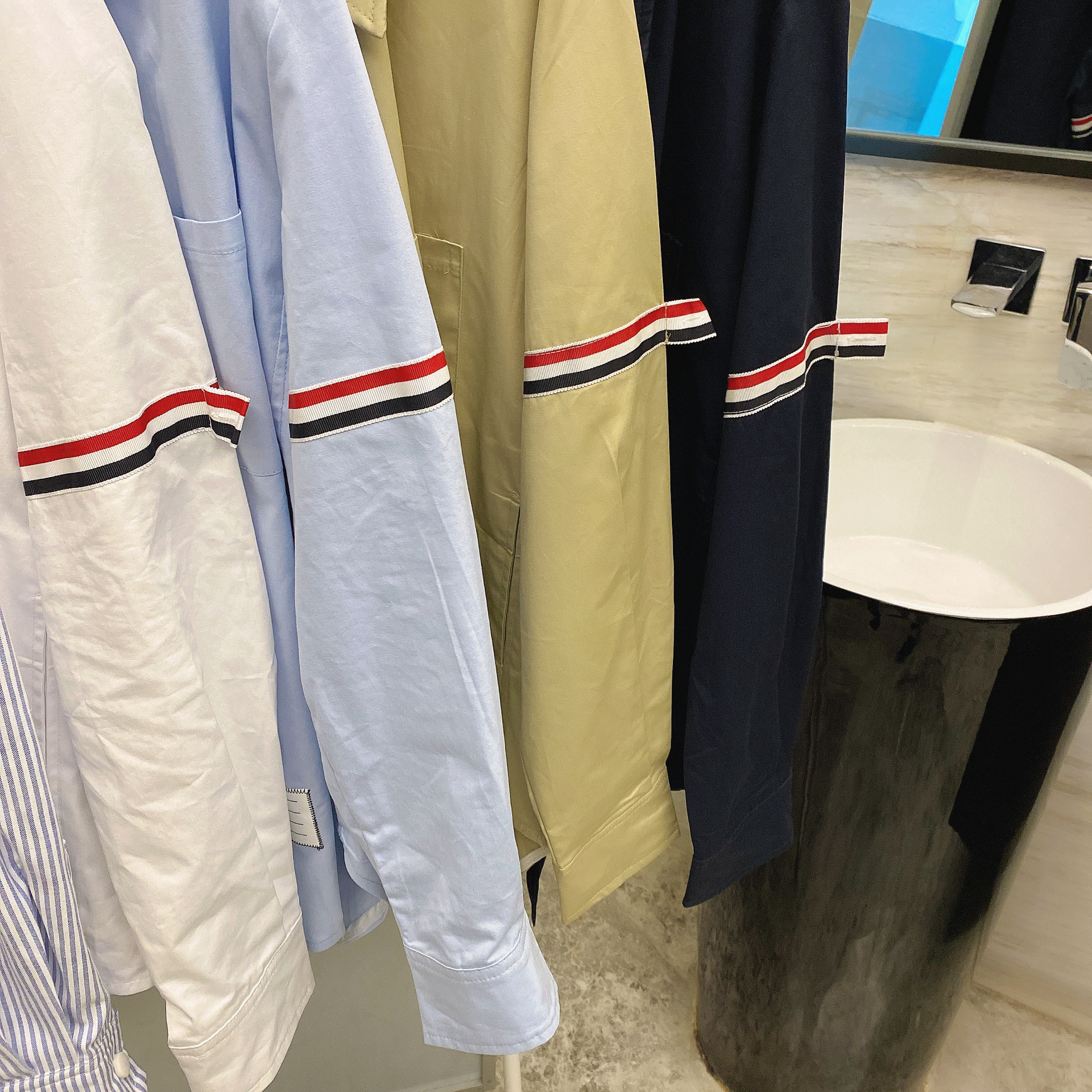 TB casual trendy brand poplin slim-fit solid white shirts for men and women, Oxford fabric shirts for women with long sleeves pic 107