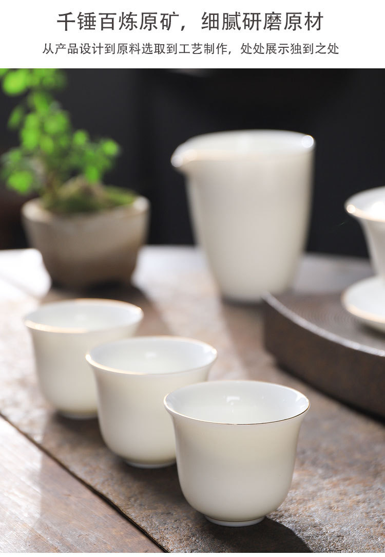 Factory direct sales of pure white Dehua jade porcelain Gongfu tea sets, wholesale available, light luxury gift box with logo pic 4