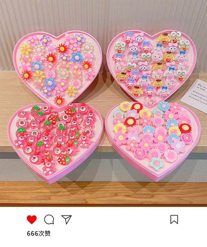 儿童戒指指环套装小女孩公主卡通花朵女童首饰饰品宝宝生日小礼物详情19