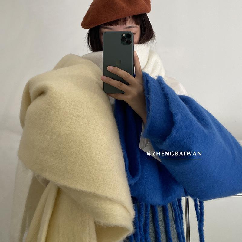 限时抢购价！马海毛绒围巾女14款经典色秋冬保暖柔软加厚围脖纯色详情3