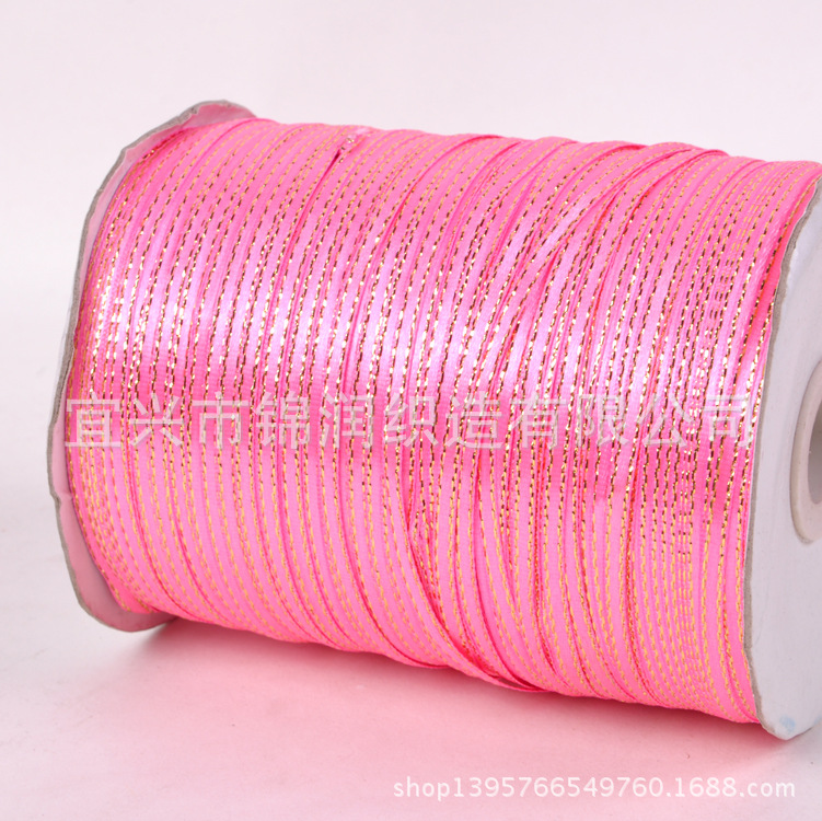 Textile tape 1 inch (0.3cm) gold edge satin ribbon multi-color manufacturer supplies woven tape gold edge satin ribbon 880 yards per tube pic 7
