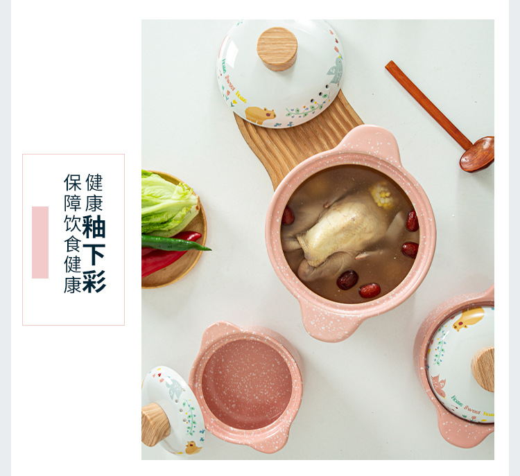Kawashima House cute style clay pot, soup and stew pot, household open flame gas stove, clay pot, high-temperature resistant ceramic pot, milk pot pic 19