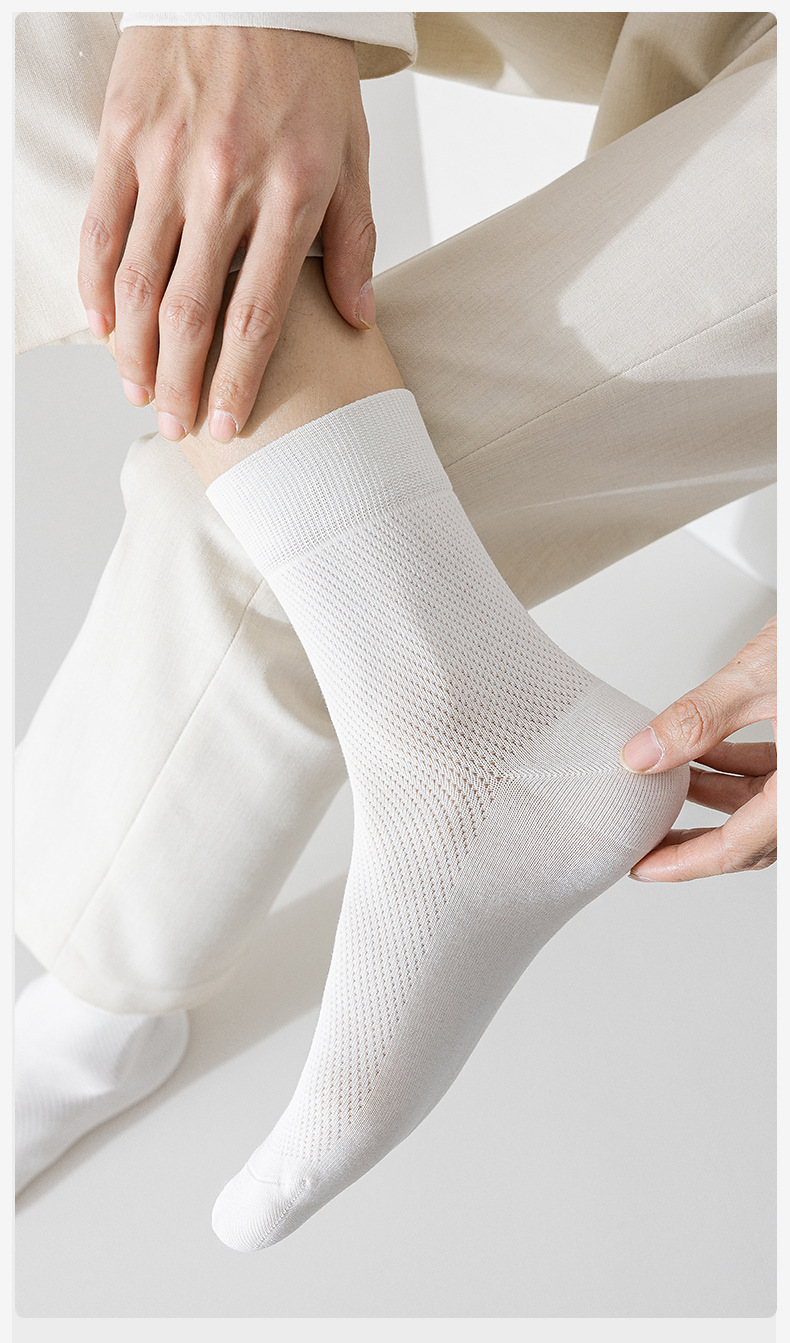 春夏袜子男士夏季纯棉抗菌网眼透气薄款中筒全棉运动吸汗商务长袜详情16