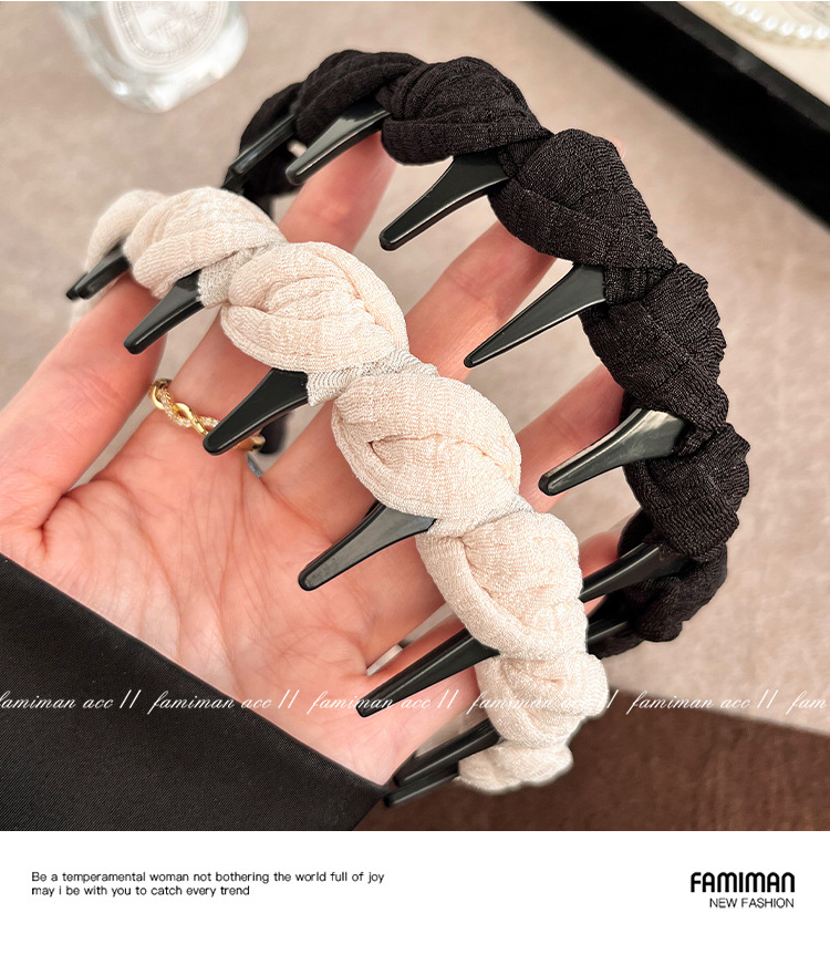 High top fabric hair band for women, 2025 new style anti-slip headband for washing face, high-end, stylish and fashionable hair clip and hair accessory pic 6