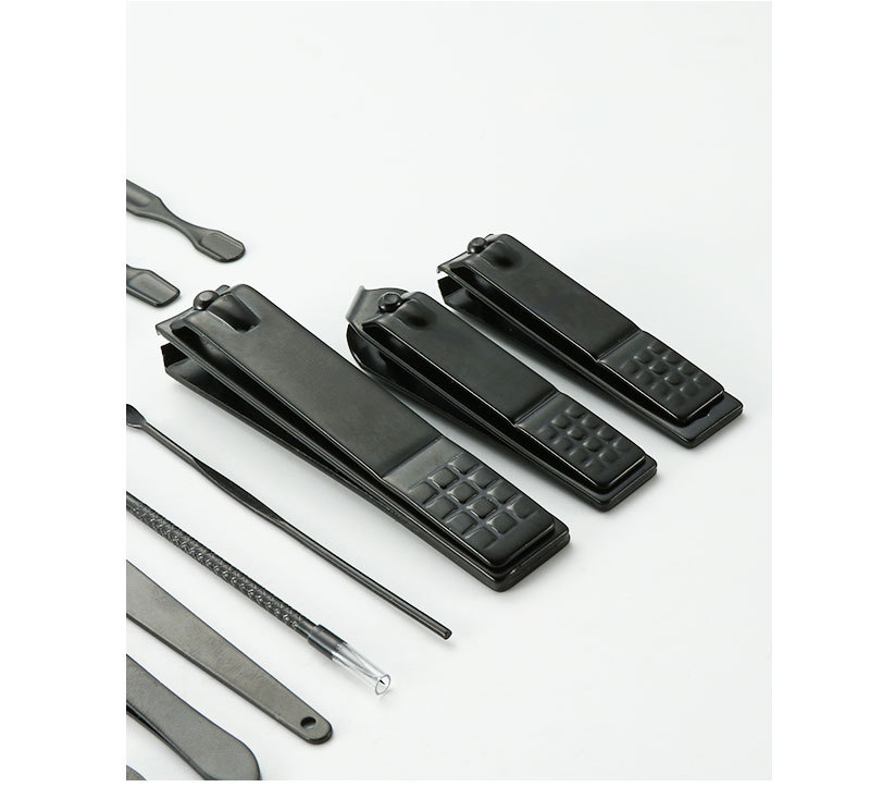 Black nail clipper set of 12 pieces, high-carbon steel nail clippers, contouring set, custom nail and manicure tools, shanilak pic 9