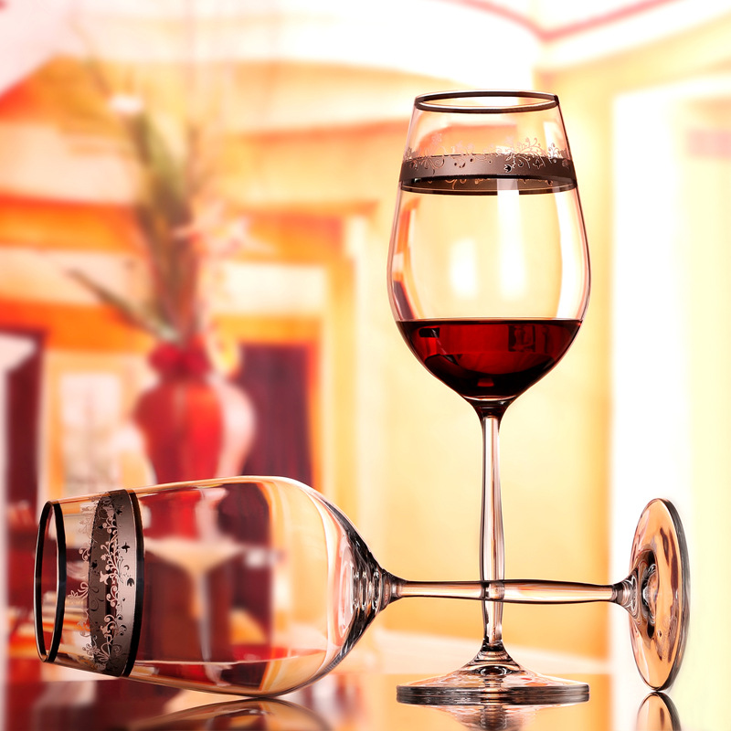 Leadfree crystal wine glass creative engrave glass cup Set pic 7