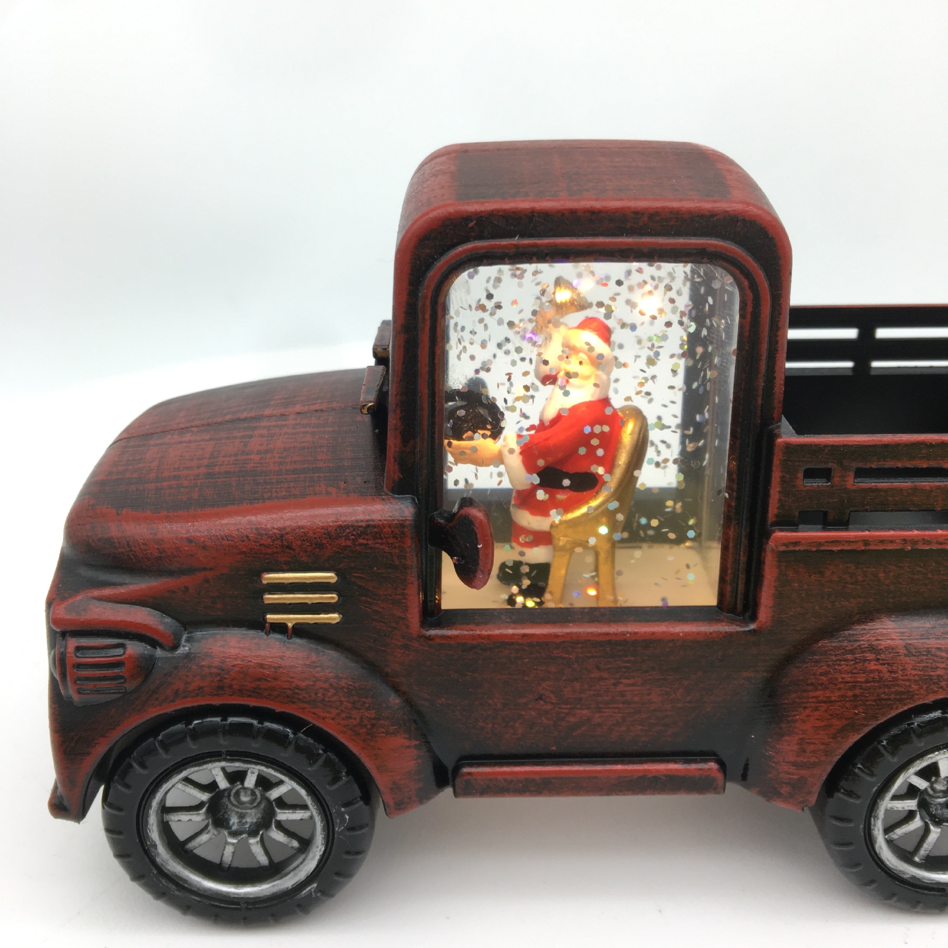 New holiday gifts: Illuminated, scallion oil leather truck, creative decorative items, window display, counter, Christmas gifts pic 2