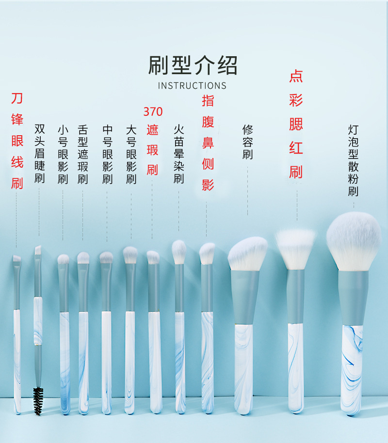 Flower Sky Super Soft Bristle Makeup Brush Set, Cangzhou Blush Brush, Powder Brush, Dot Color Brush, Blade Brush, Makeup brush pic 10