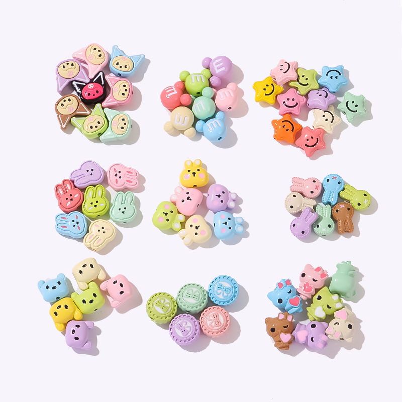 New cartoon fashion candy-colored little rabbit and cat scattered beads DIY scattered beads handcrafted beading material jewelry accessories pic 5