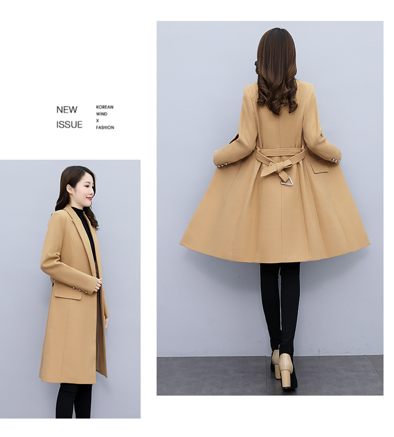 High-end woolen coat for women, mid-length, 2021 autumn/winter new style, fashionable and elegant, a slimming and form-fitting woolen coat for socialite pic 32