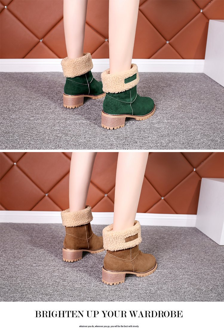 2024冬季新款绒面厚底粗跟中筒靴43码保暖棉鞋圆头大码外贸女靴子详情11