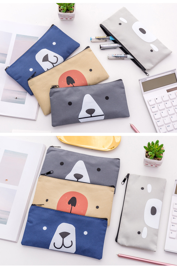 Bolsa de lápiz de lona de dibujos animados creativa tela de oxford de alta calidad bolsa de papelería simple papelería estudiantil bolsa de pluma de plomo venta directa de fábrica pic 9
