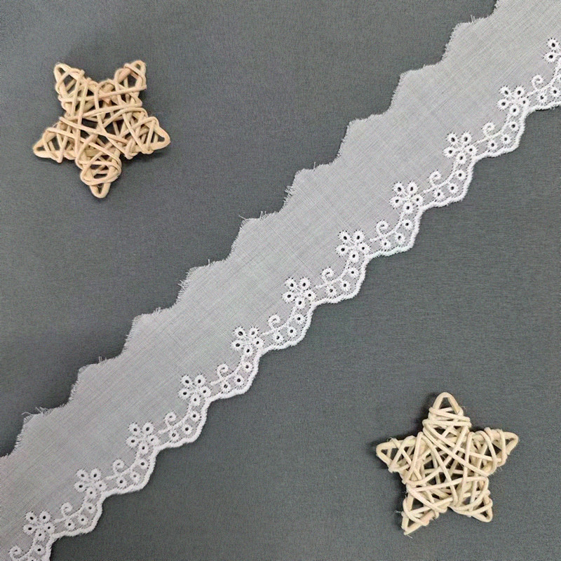 Wholesale of cotton embroidered lace, hollowed-out lace, embroidered skirt hem, clothing accessories, milk silk, perforated, barcode 2.5 pic 97