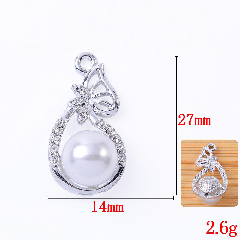 Wholesale of UV color-preserving diy handcrafted jewelry, alloy material gourds, single Korean style pendants with diamonds and pearls pic 3