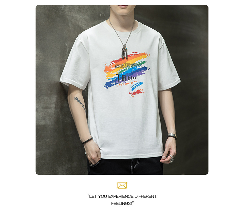 Short-sleeved T-shirt for men, Korean style, summer loose cotton T-shirt, cross-border new style, student bottom layer, half-sleeved shirt pic 80