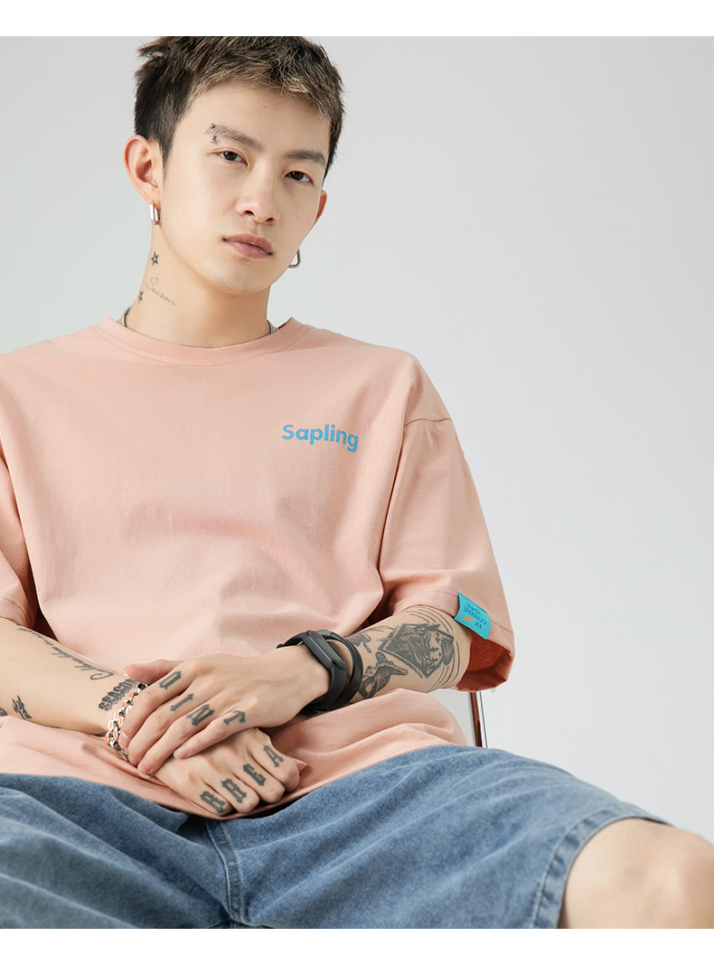 韩路日系男装 潮牌字母印花T恤男宽松百搭基础款纯棉情侣装短袖详情28